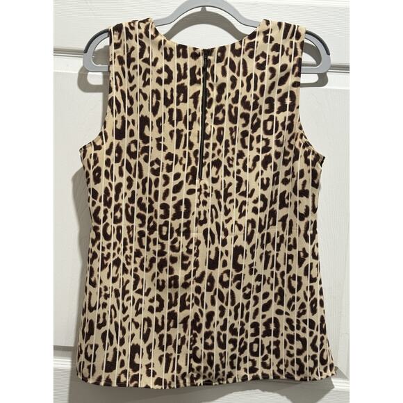 Cabi 3070 Blouse Size Medium Brown Top Ginger Leopard Tank Zip Shell Career - Picture 4 of 7